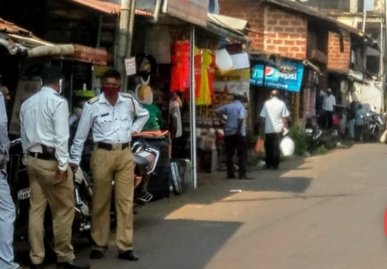 फोंडाघाट ग्रामपंचायत व पोलीसांची संयुक्त मास्क मोहीम