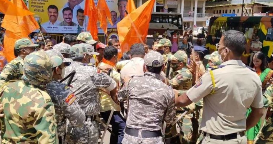 राणेंचा पुतळा जाळण्याचा प्रयत्न पोलिसांनी उधळला