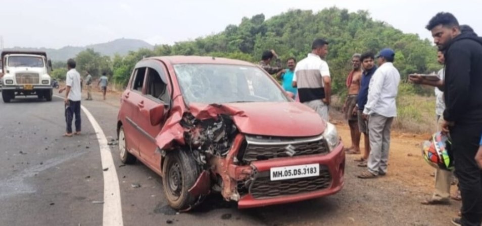 नडगिवेत कार व दुचाकीत झाला अपघात