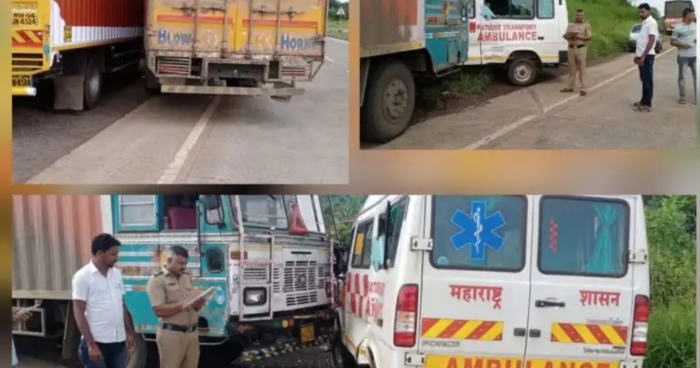 मुंबई – गोवा महामार्गावर नडगीवे येथे रुग्णवाहिका ,कंटेनर तसेच आयशर टेम्पो या तीन वाहनांचा अपघात