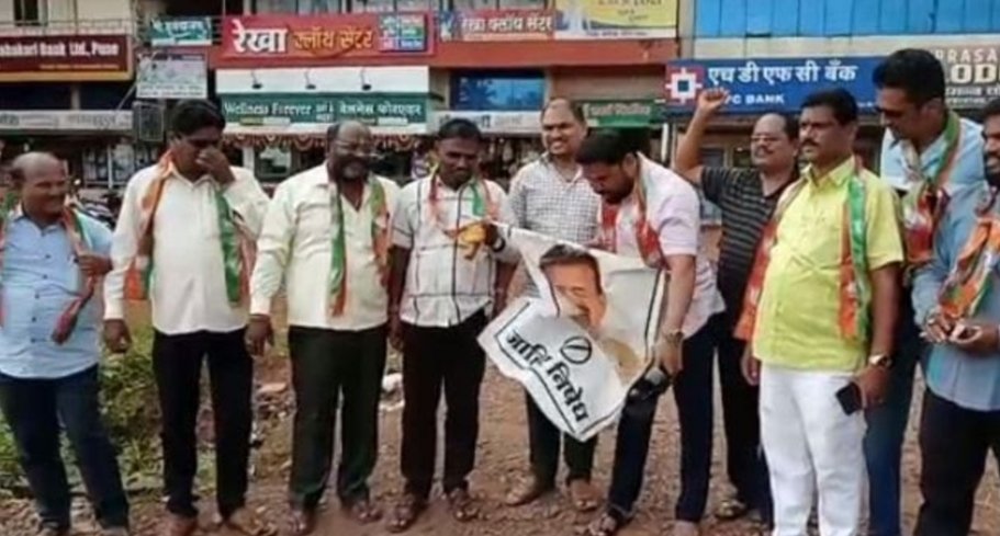 लांजा तालुका भाजपाच्या वतीने आमदार भास्कर जाधव यांचा करण्यात आला निषेध