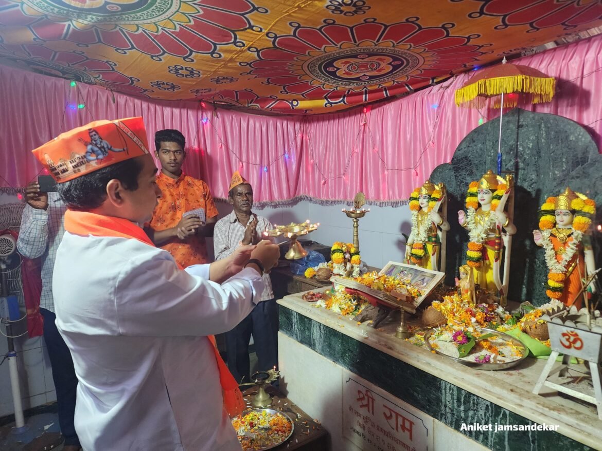 नांदगांव येथील राममंदिरात आ. नितेश राणे यांच्या हस्ते महाआरती