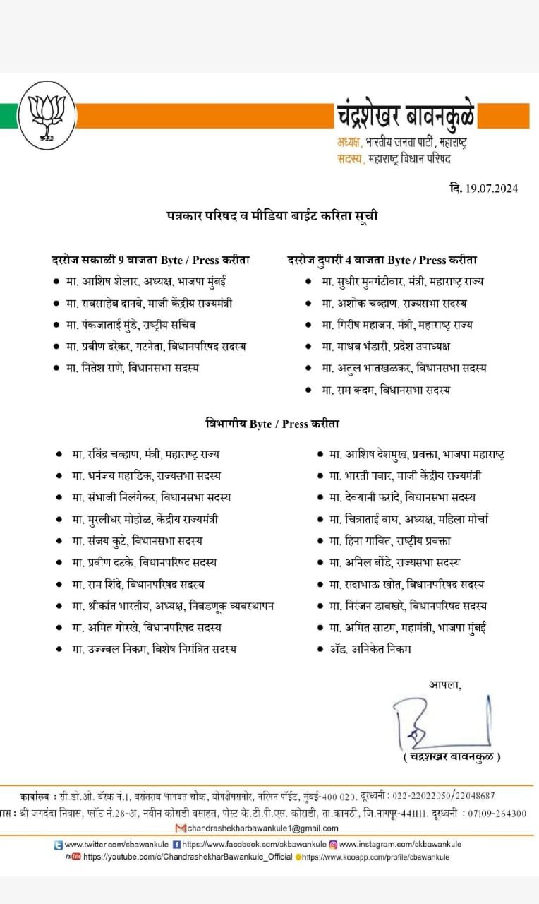 आमदार नितेश राणे यांची भाजपच्या प्रवक्ते पदी पुन्हा नियुक्ती