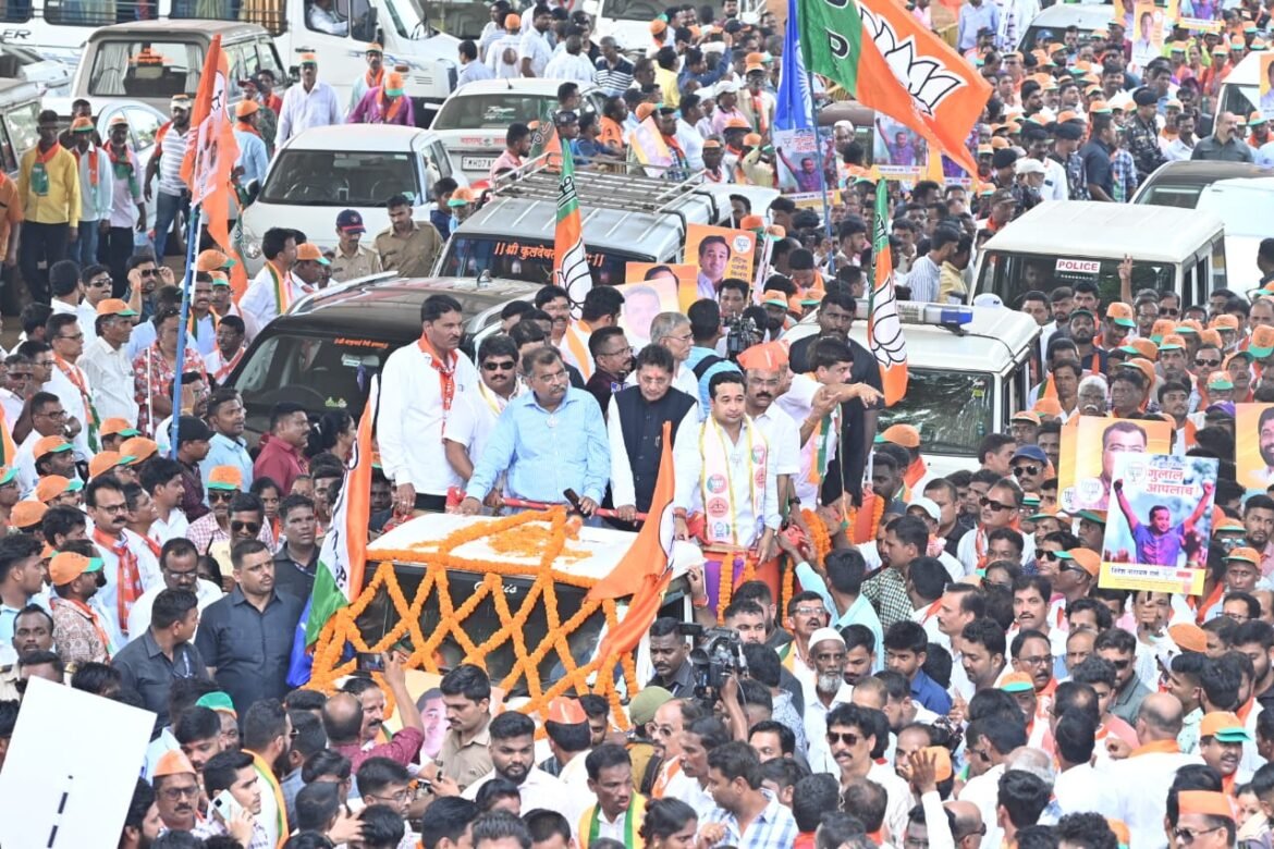 कणकवलीत महायुतीचे उमेदवार आम. नितेश राणे यांच्या रॅलीत लोटला जनसागर