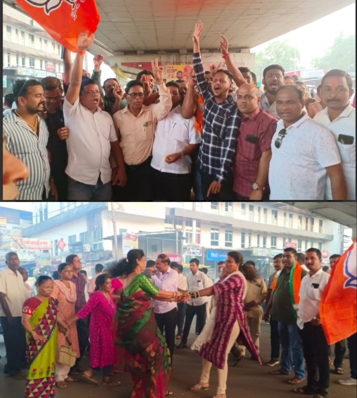 आमदार नितेश राणेंनी मंत्री पदाची शपथ घेतल्यावर कणकवलीत कार्यकर्त्यांचा जल्लोष