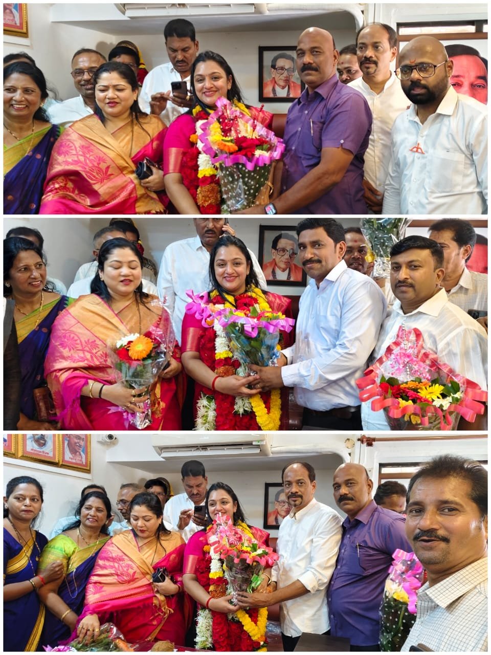 कुडाळच्या नवनिर्वाचित नगराध्यक्ष प्राजक्ता शिरवलकर यांनी विजयानंतर शिवसेना शाखेत दिली भेट