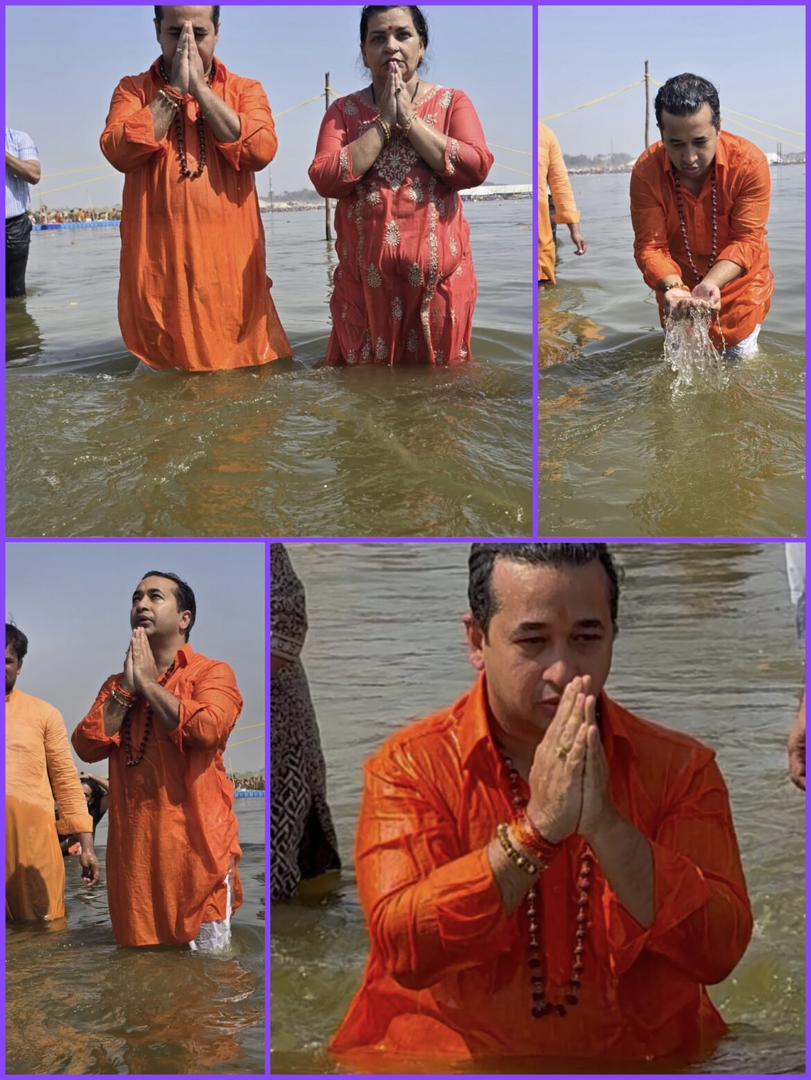 नाम.नितेश राणे यांनी आईसह केले गंगास्नान