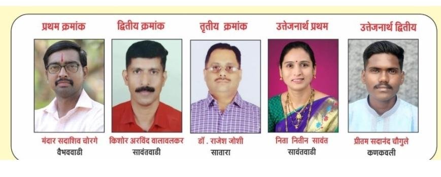 राज्यस्तरीय खुल्या निबंध स्पर्धेत मंदार चोरगे तर शालेय गटात अश्मी भोसले प्रथम