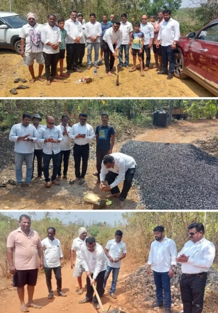 आंबेली येथील रस्त्यांचे भूमिपूजन गणेशप्रसाद गवस यांच्या हस्ते