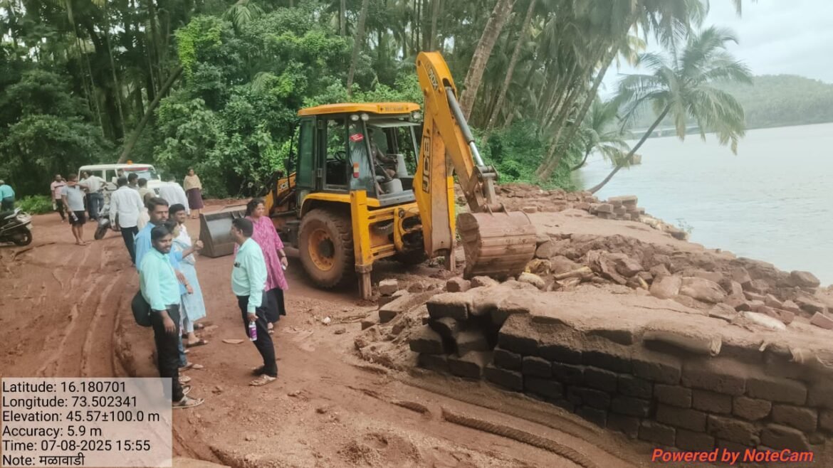 बांदिवडे येथील अनधिकृत वाळूचे सात रॅम उध्वस्त..