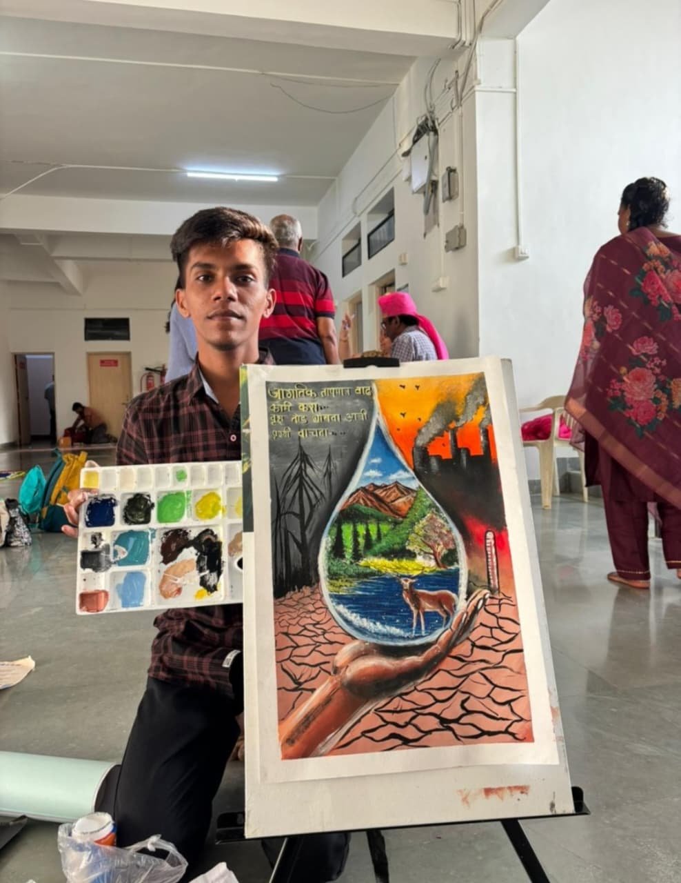 यशवंतराव चव्हाण महाराष्ट्र मुक्त विद्यापीठ नाशिक विद्यापीठात कुमार. सर्वेश मधुसूदन खांबल पोष्टर पेंटिंग मद्धे प्रथम क्रमांक