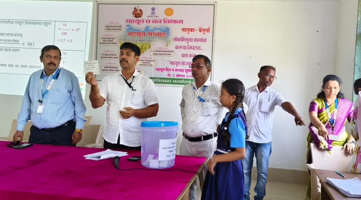 वेंगुर्ले येथे शालेय विद्यार्थिनीच्या हस्ते चिठ्ठी काढून आरक्षण सोडत संपन्न