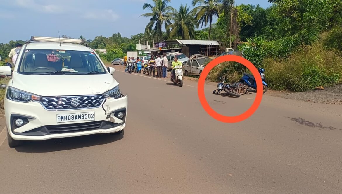 जाणवली येथे दुचाकी व इर्टीगा कारचा अपघात; पती-पत्नी जखमी