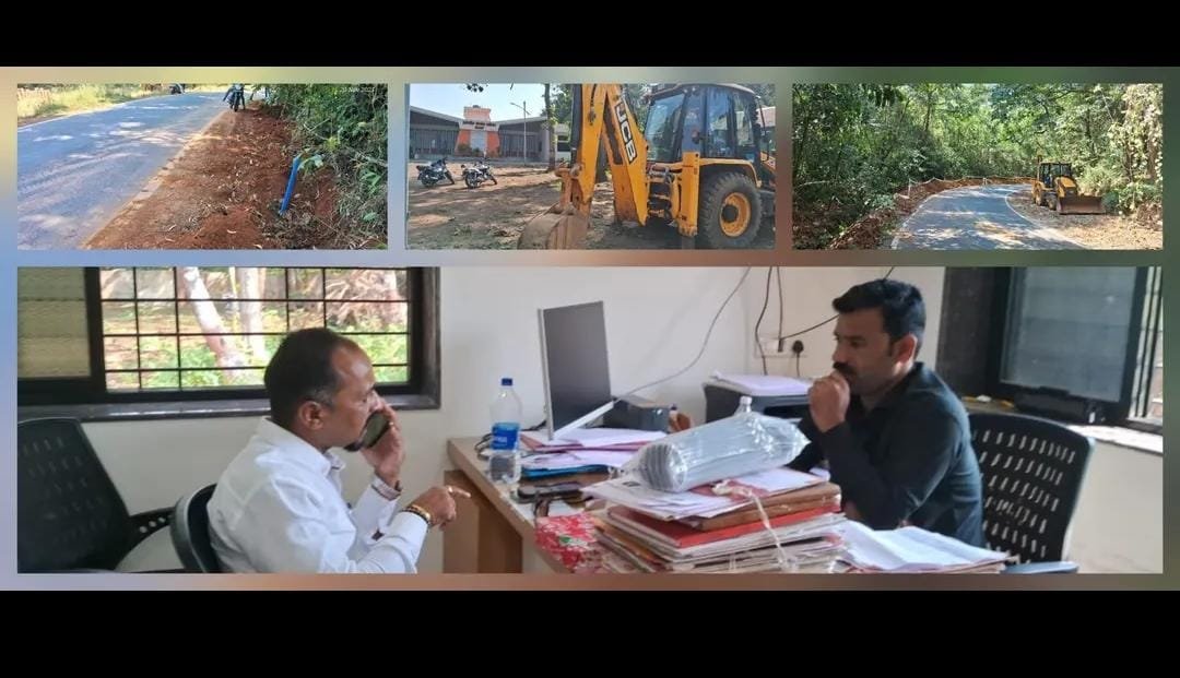 दोडामार्ग–आयी मार्गावरील बीएसएनएल फायबर केबल कामावर रविकिरण गवस यांच्या तक्रारीनंतर कारवाई; जेसीबी जप्त, काम तात्काळ बंद