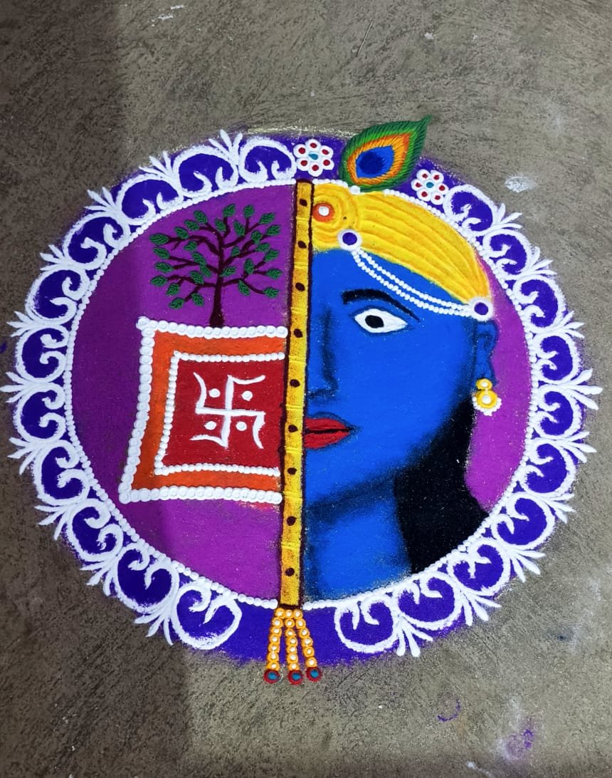 श्री देव क्षेत्रपाल उत्कर्ष मंडळ जांभवडे बामणवाडी आयोजित रांगोळी स्पर्धेत सौ. अनघा चव्हाण प्रथम