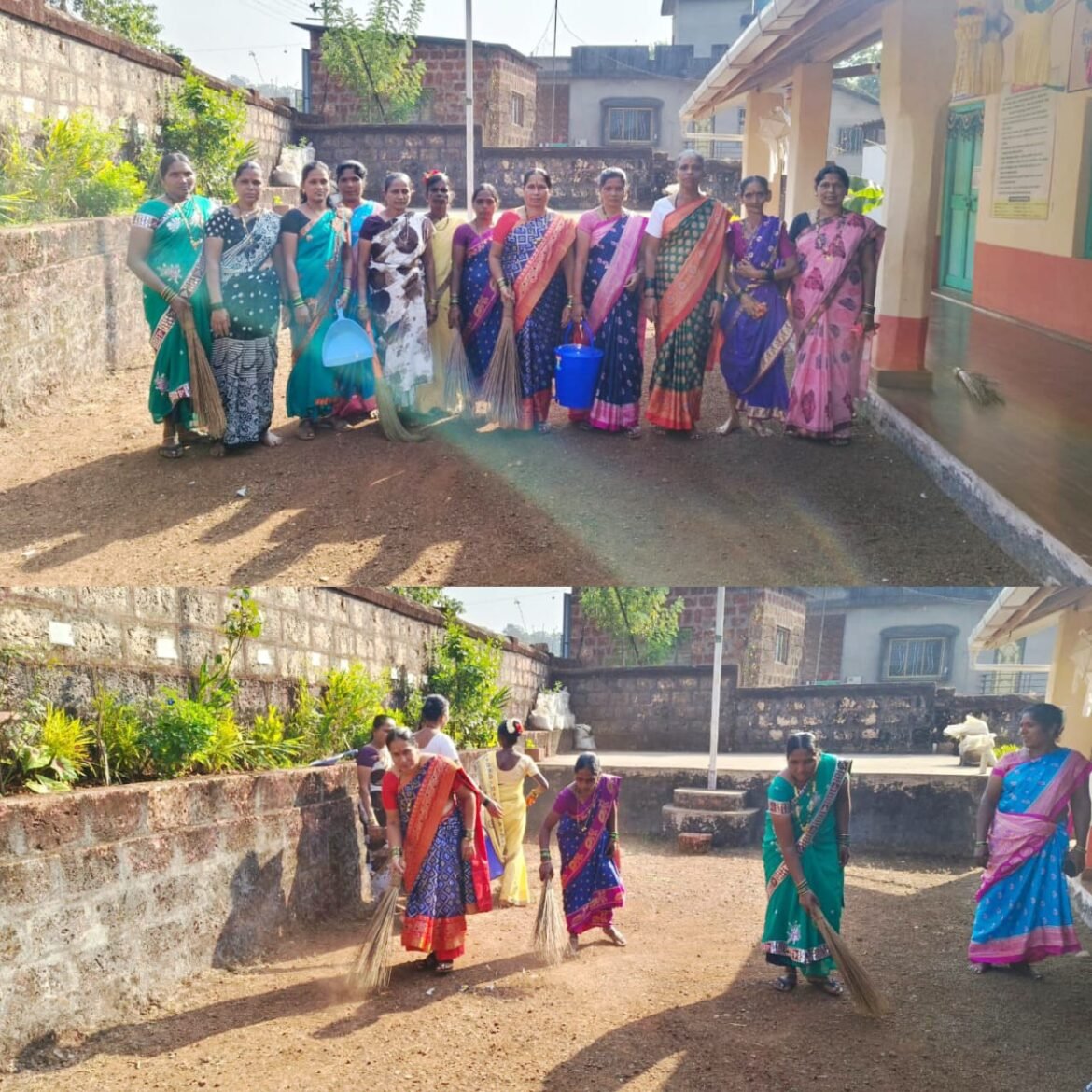 किंजवडे येथील महालक्ष्मी बचतगटाच्या महिलांची सामाजिक बांधिलकी जि. प. शाळा