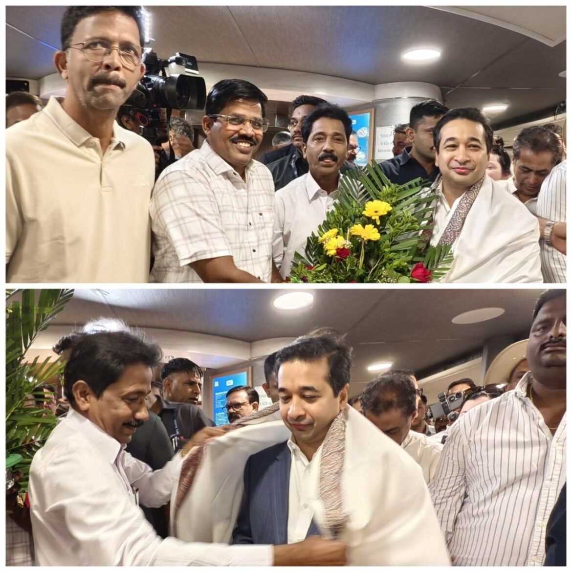 M2M Ferry | अशोक सावंत यांनी केला मंत्री नितेश राणेंचा  सत्कार