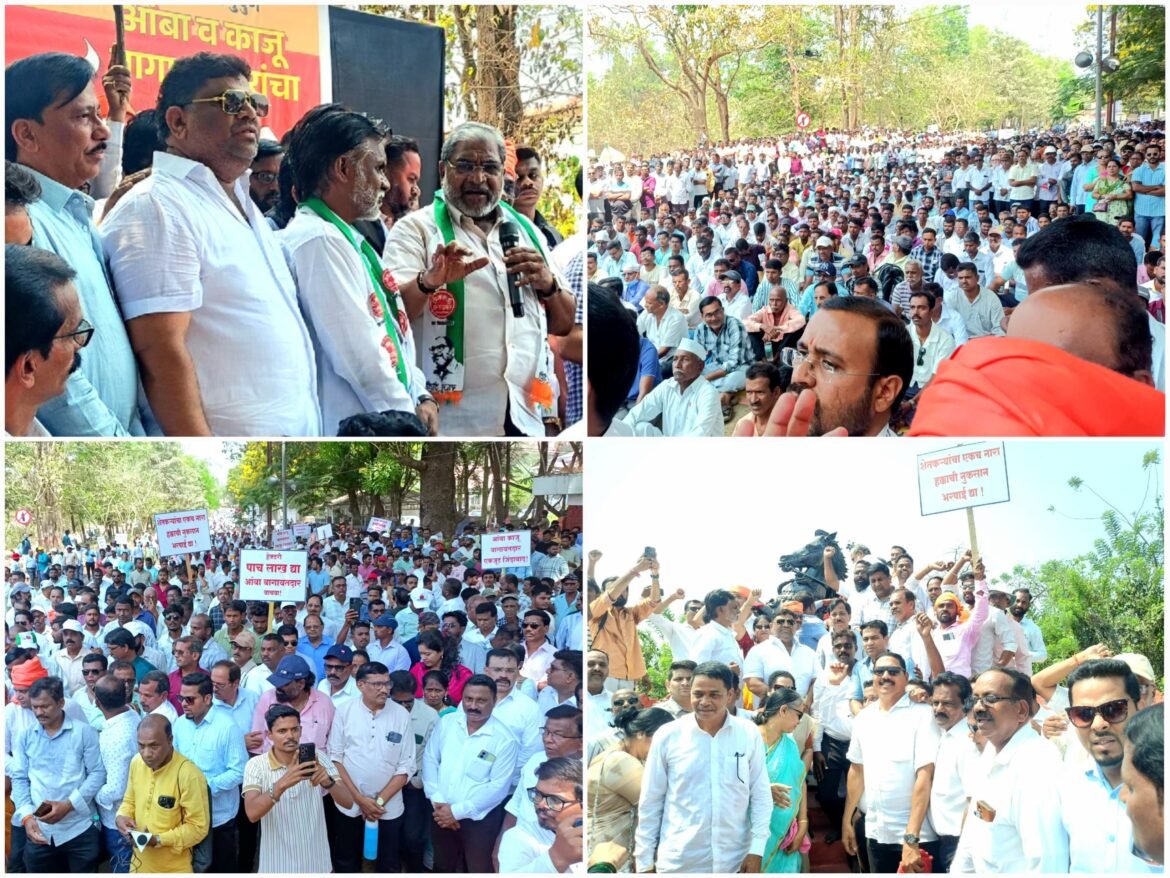 हजारो आंबा,काजू शेतकऱ्यांनी जिल्हाधिकारी कार्यालयावर काढला भव्य आक्रोश मोर्चा