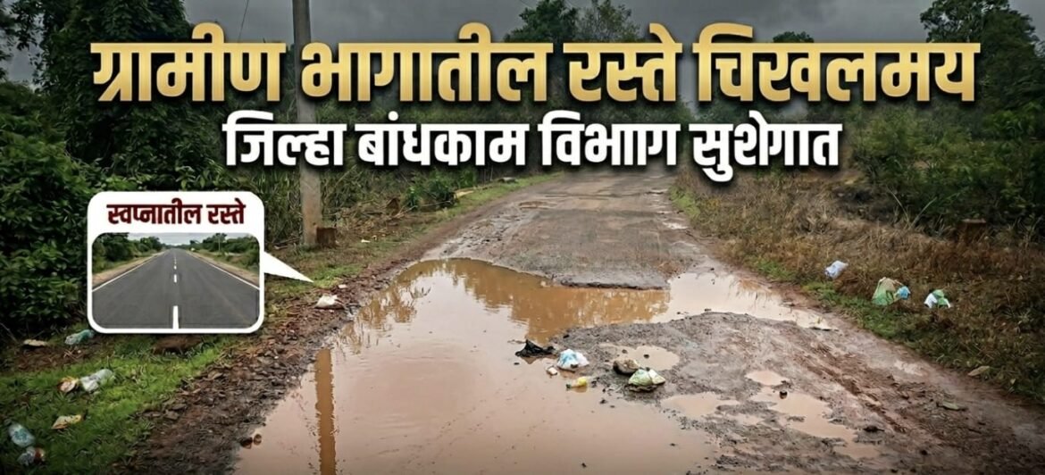 ग्रामीण भागातील रस्ते चिखलमय.!