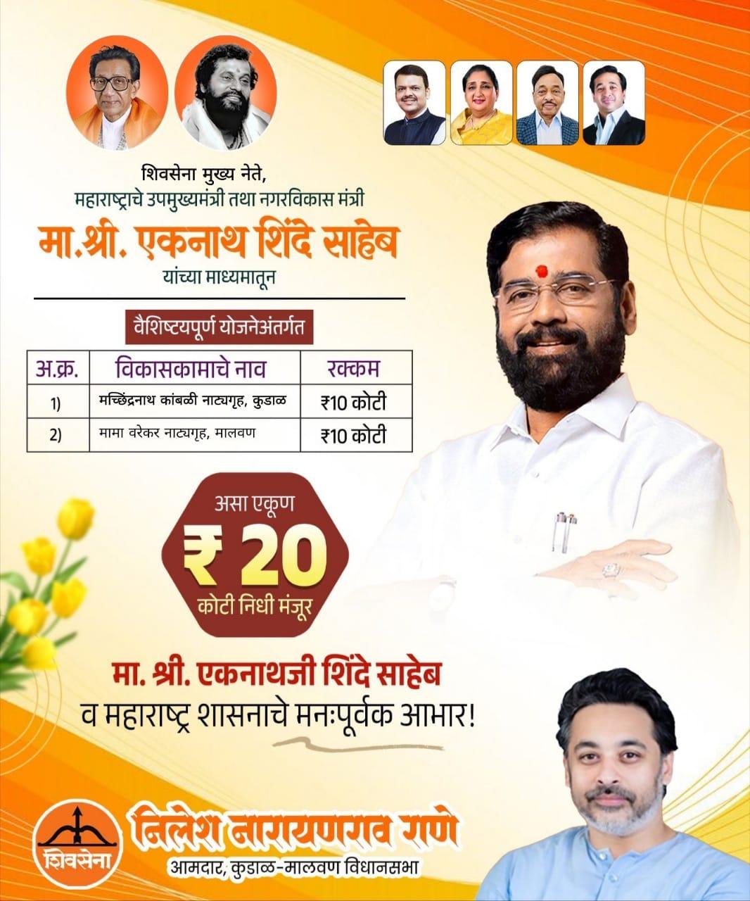 कुडाळ-मालवणला मोठी भेट: नाट्यगृहांच्या नूतनीकरणासाठी २० कोटींचा निधी मंजूर*
